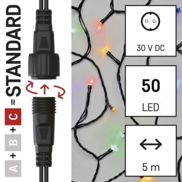 LED Zewnętrzny łańcuch bożonarodzeniowy 50xLED/5m IP44 wielobarwny