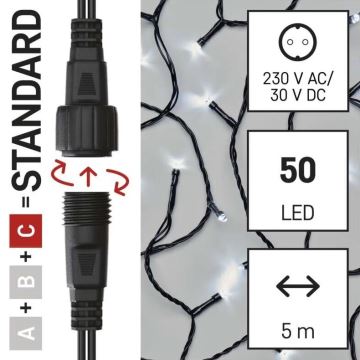 LED Zewnętrzny łańcuch bożonarodzeniowy 50xLED/5m IP44 zimna biel