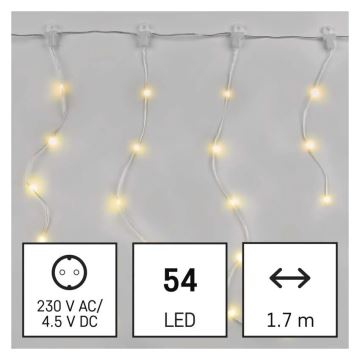 LED Zewnętrzny łańcuch bożonarodzeniowy 54xLED/8 funkcji 6,7x0,7m IP44 ciepła biel