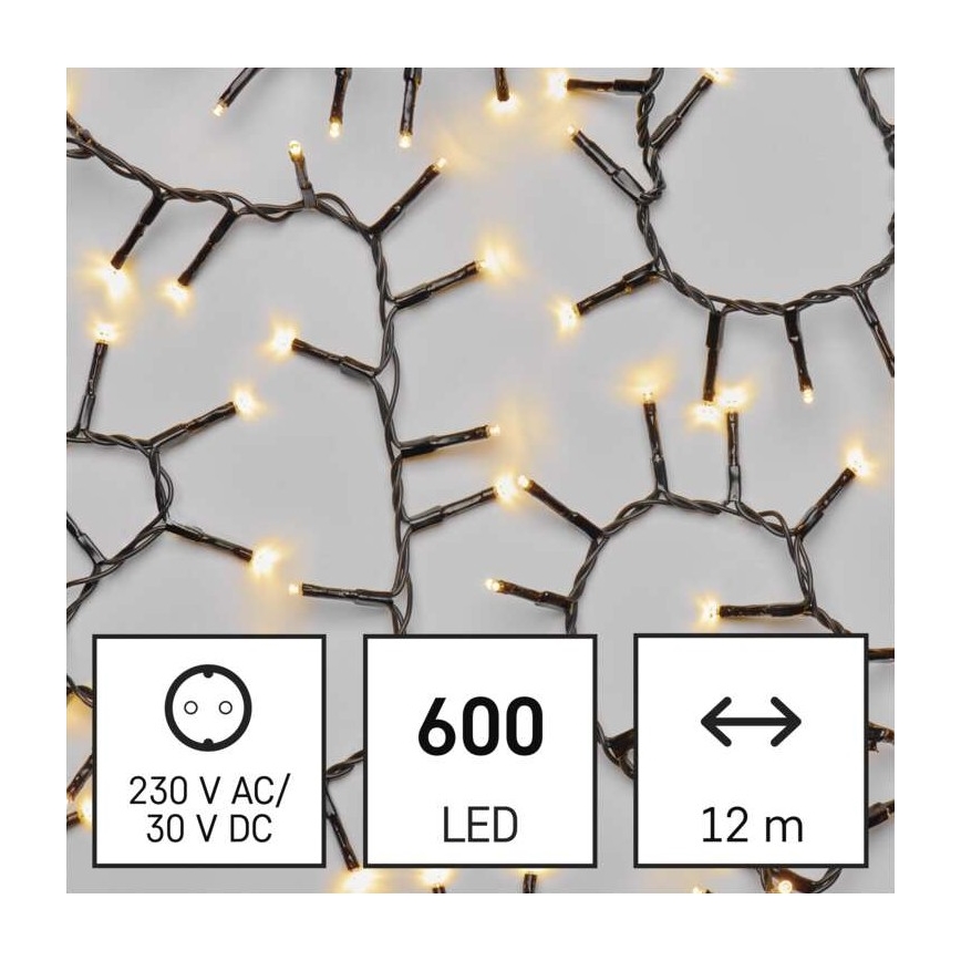 LED Zewnętrzny łańcuch bozonarodzeniowy 600xLED/17m IP44 ciepła biel