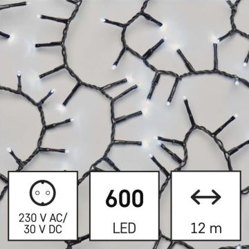 LED Zewnętrzny łańcuch bożonarodzeniowy 600xLED/17m IP44 zimna biel