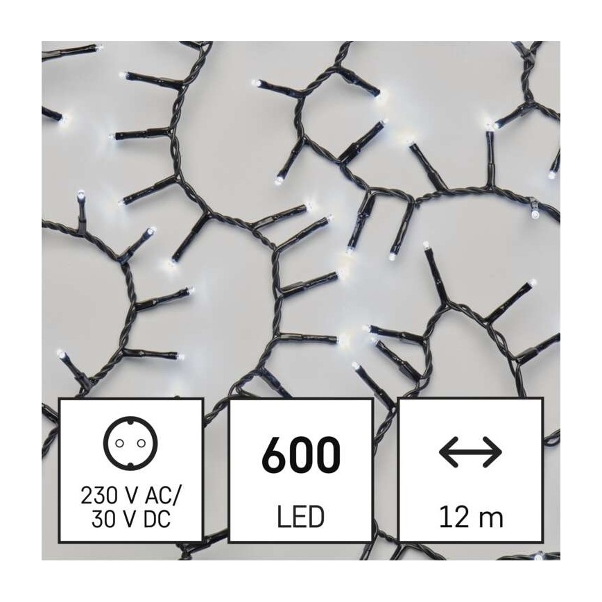 LED Zewnętrzny łańcuch bożonarodzeniowy 600xLED/17m IP44 zimna biel