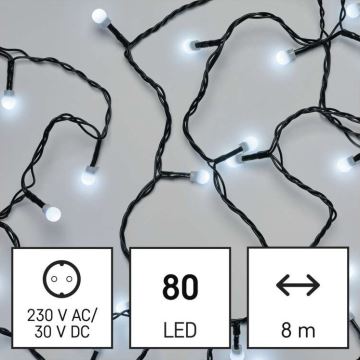 LED Zewnętrzny łańcuch bożonarodzeniowy 80xLED/13m IP44 zimna biel