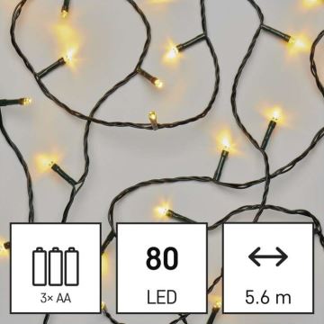 LED Zewnętrzny łańcuch bożonarodzeniowy 80xLED/6,1m IP44 ciepła biel