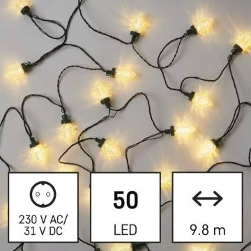 LED Zewnętrzny łańcuch świąteczny 50xLED/8 funkcji14,8 m IP44 ciepła biel