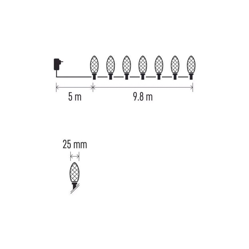 LED Zewnętrzny łańcuch świąteczny 50xLED/8 funkcji14,8 m IP44 ciepła biel