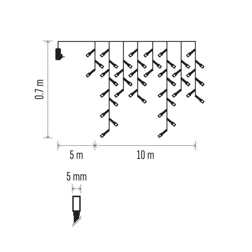 LED Zewnętrzny łańcuh bożonarodzeniowy 600xLED/8 trybów15m IP44 ciepła biel