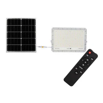 LED Zewnętrzny naświetlacz solarny LED/30W/3,2V 4000K biała + IP65 + Pilot zdalnego sterowania