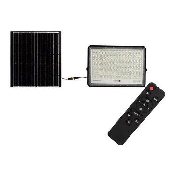 LED Zewnętrzny naświetlacz solarny LED/30W/3,2V 4000K czarne IP65 + Pilot zdalnego sterowania