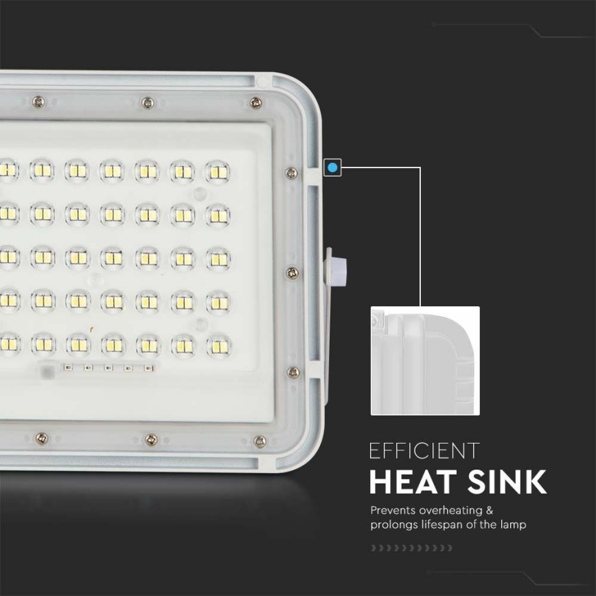 LED Zewnętrzny ściemnialny naświetlacz solarny LED/6W/3,2V IP65 4000K biały + pilot zdalnego sterowania