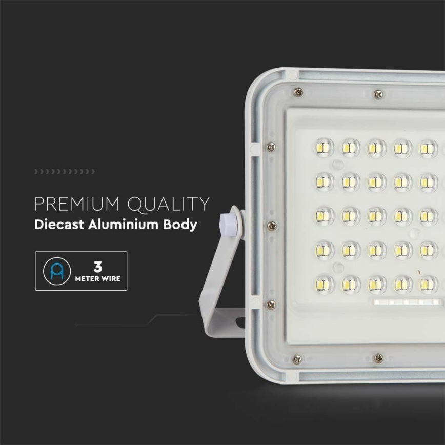 LED Zewnętrzny ściemnialny naświetlacz solarny LED/6W/3,2V IP65 6400K biały + pilot zdalnego sterowania