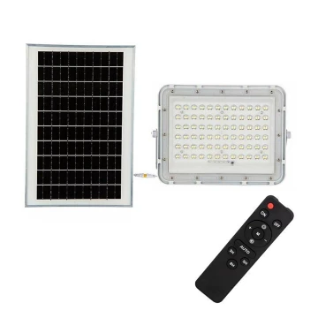 LED Zewnętrzny ściemnialny naświetlacz solarny LED/15W/3,2V IP65 6400K biały + pilot zdalnego sterowania