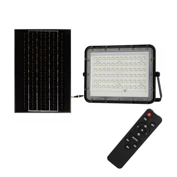 LED Zewnętrzny ściemnialny naświetlacz solarny LED/15W/3,2V IP65 6400K czarny + pilot zdalnego sterowania