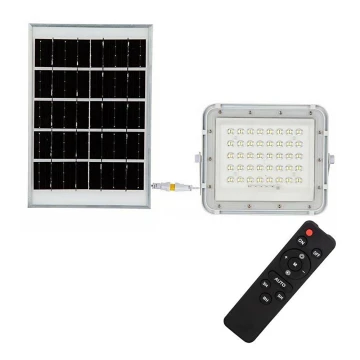 LED Zewnętrzny ściemnialny naświetlacz solarny LED/6W/3,2V IP65 4000K biały + pilot zdalnego sterowania