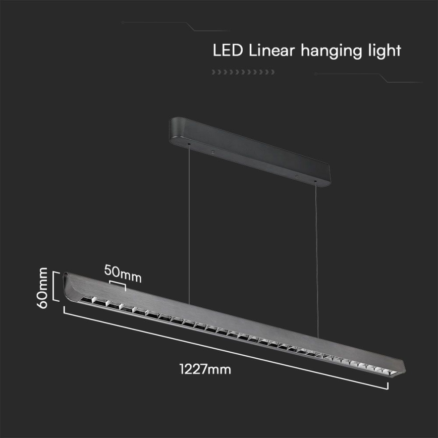 LED Żyrandol na lince LED/36W/230V 3000/4000/6400K antracyt