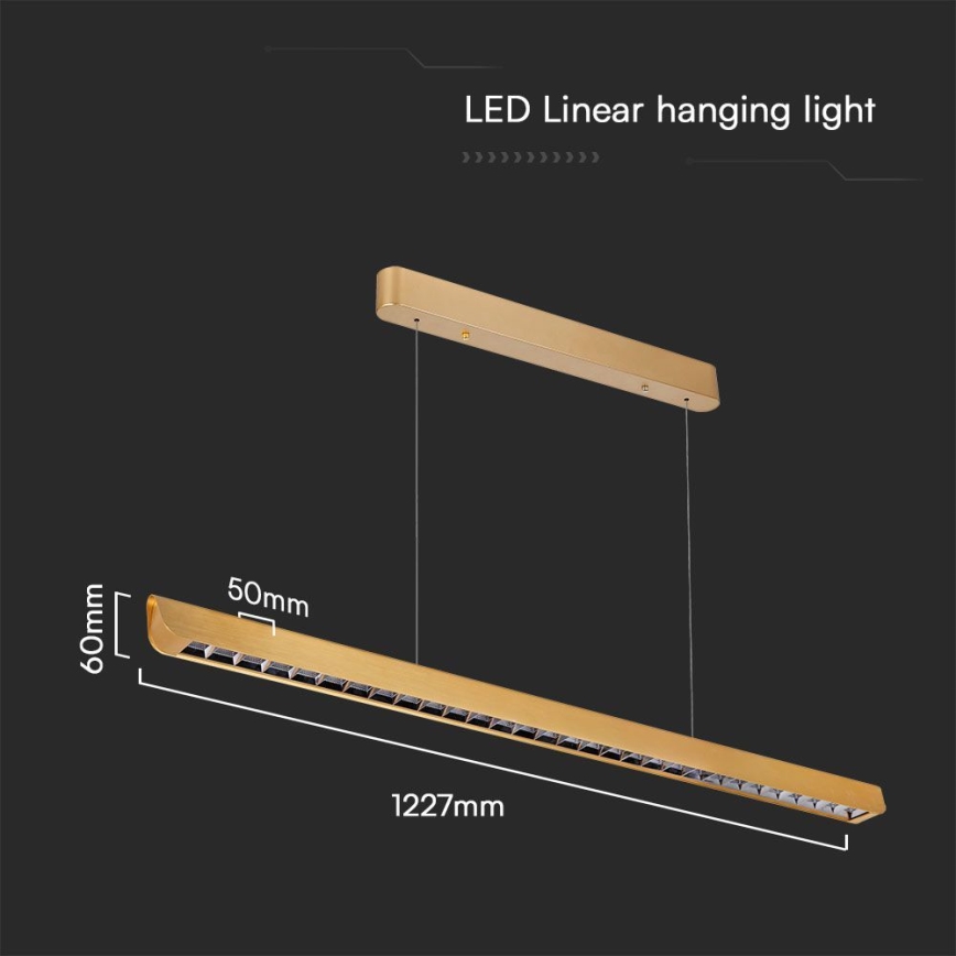 LED Żyrandol na lince LED/36W/230V 3000/4000/6400K złoty