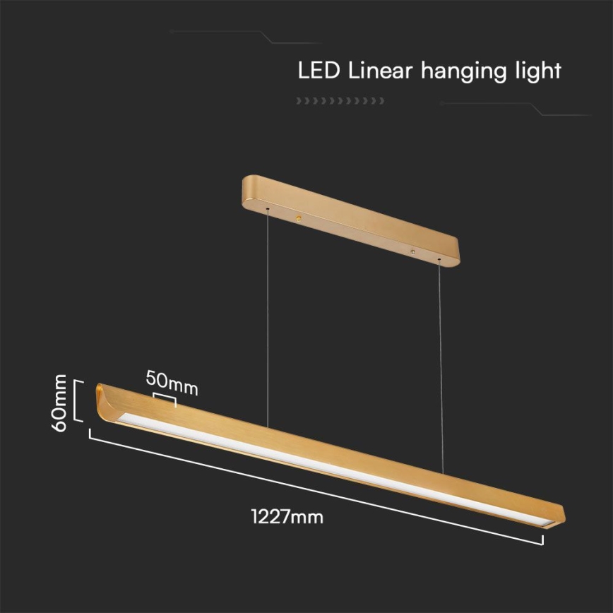 LED Żyrandol na lince LED/36W/230V 3000/4000/6400K złoty