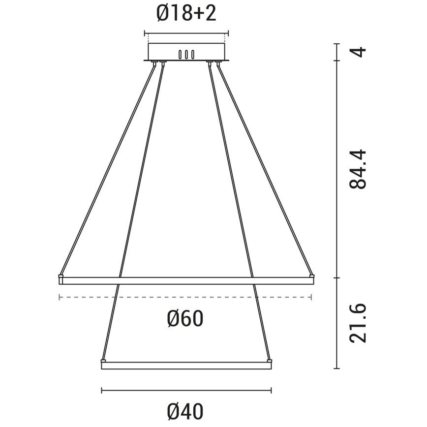 LED Żyrandol na lince LED/37W/230V 3000K biały