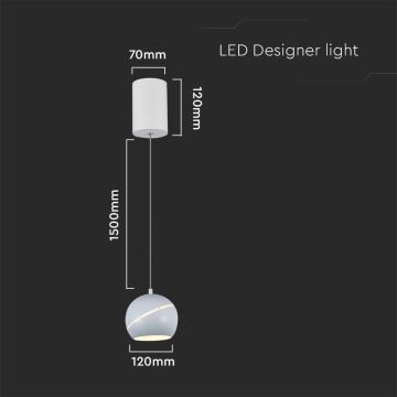 LED Żyrandol na lince LED/8,5W/230V 3000K biały