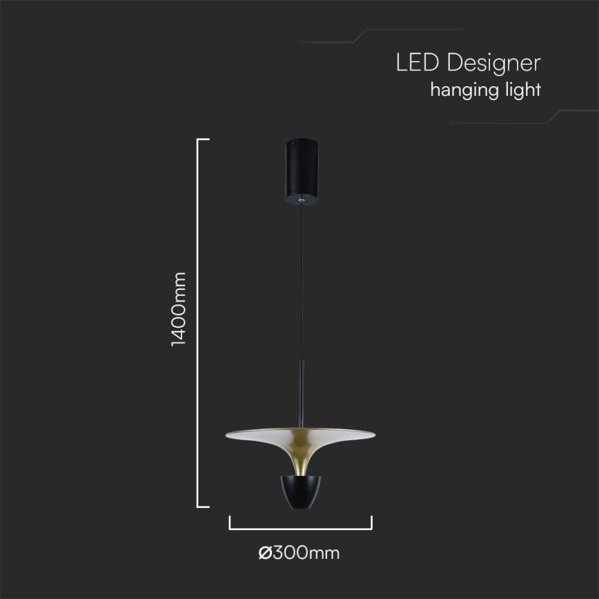 LED Żyrandol na lince LED/9W/230V 3000K czarny/złoty