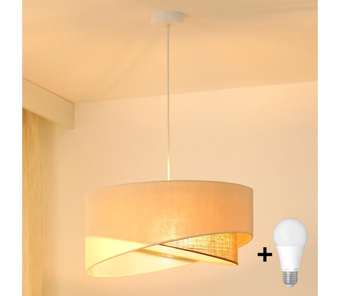 LED Żyrandol na lince LYRA 1xE27/15W/230V kremowy/beżowy
