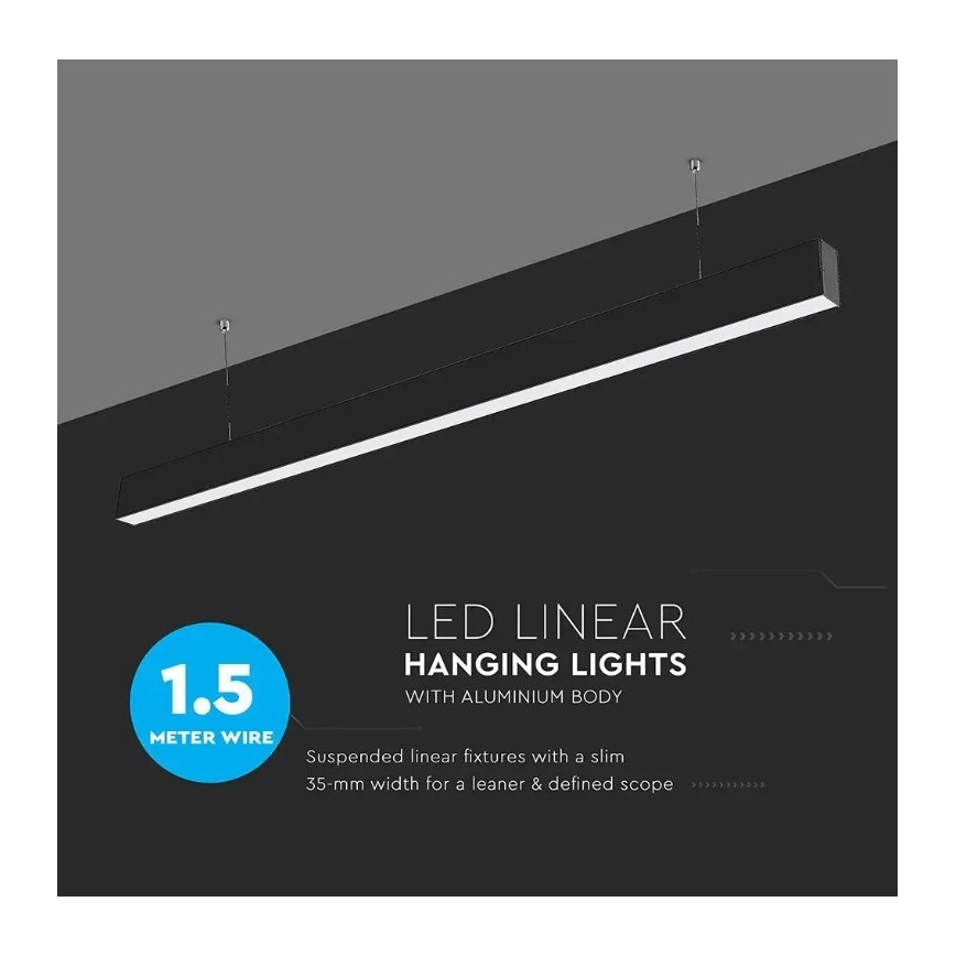 LED Żyrandol na lince SAMSUNG CHIP LED/40W/230V 4000K czarny