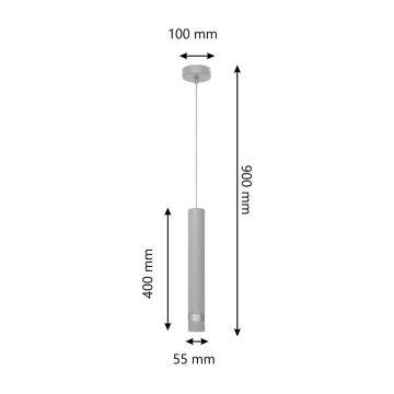 LED Żyrandol na lince TUBA 1xGU10/4,8W/230V szary/matowy chrom