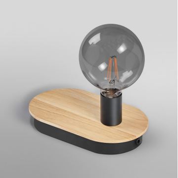 Ledvance - Dotykowa lampa stołowa z konektorem USB DECOR WOOD 1xE27/8W/230V figowiec