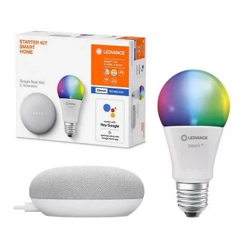 Ledvance - Inteligentny głośnik Google Nest Mini + LED RGBW Ściemniana żarówka SMART+ A60 E27/60W/230V