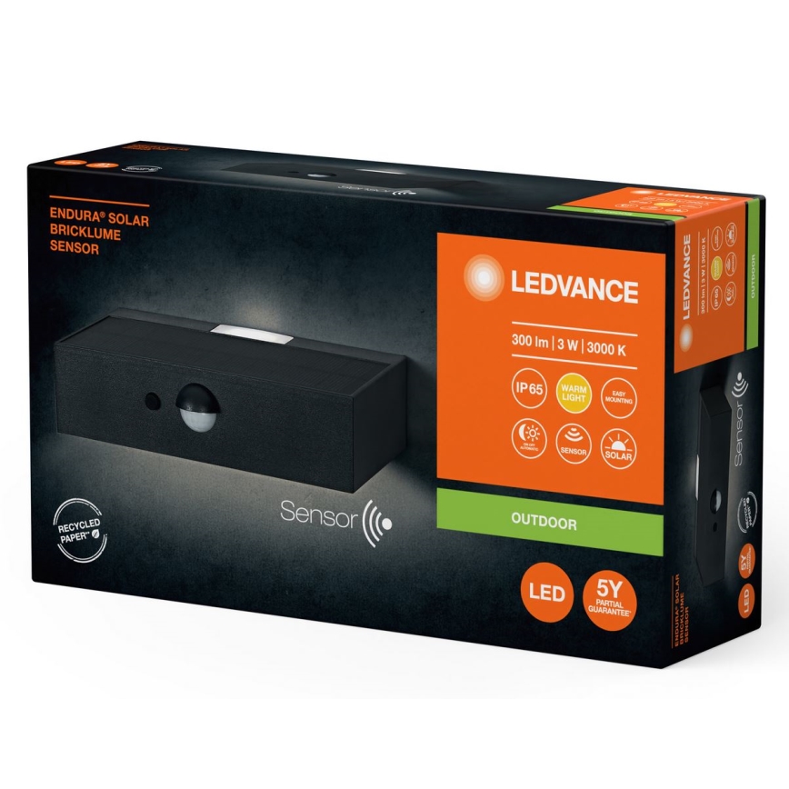 Ledvance - LED Kinkiet solarny z czujnikiem ENDURA SOLAR LED/3W/4,2V IP65
