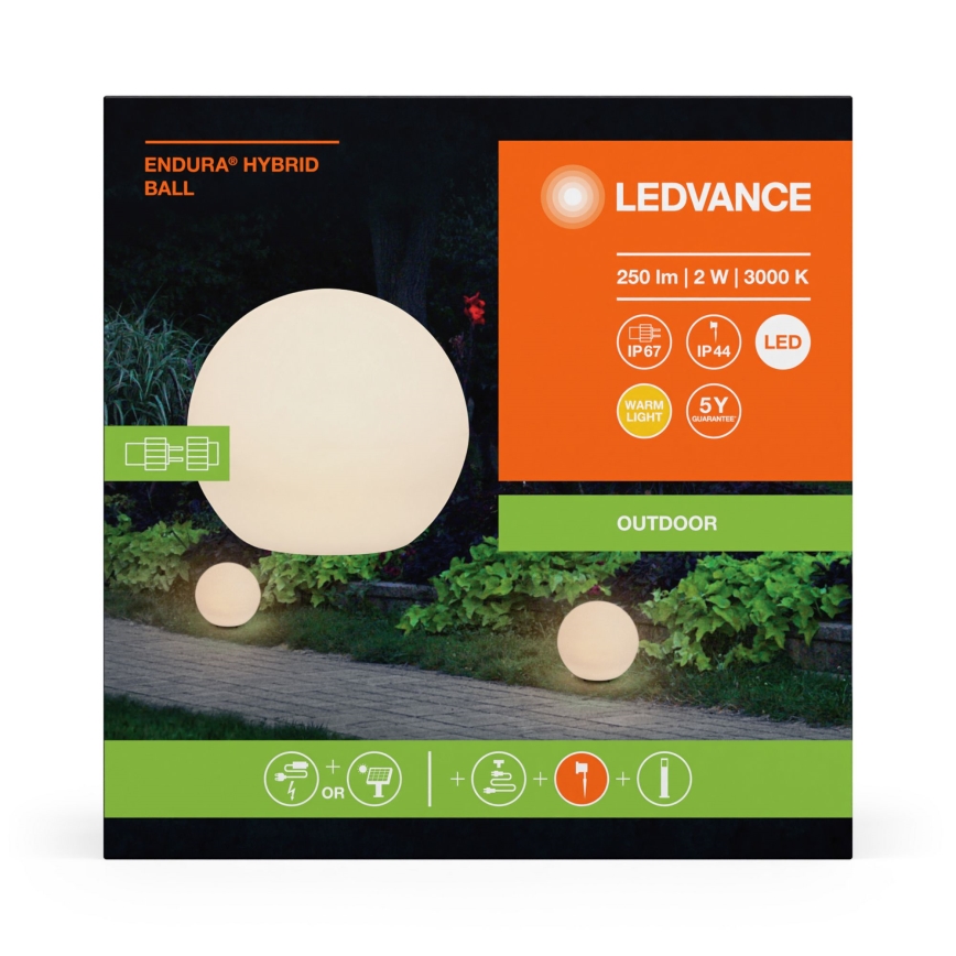 Ledvance - LED Lampa zewnętrzna ENDURA HYBRID BALL LED/2W/12V IP44