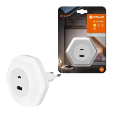 Ledvance - LED Oświetlenie orientacyjne do gniazda z USB LUNETTA LED/15W/230V