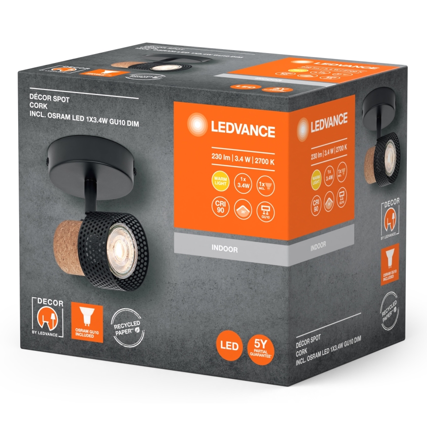 Ledvance - LED Oświetlenie punktowe DECOR CORK 1xGU10/3,4W/230V