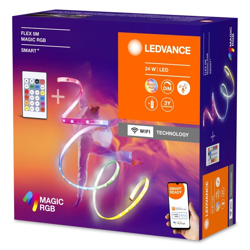 Ledvance - LED RGB Taśma ściemnialna SMART+ MAGIC FLEX 5m LED/24W/230V Wi-Fi + pilot zdalnego sterowania