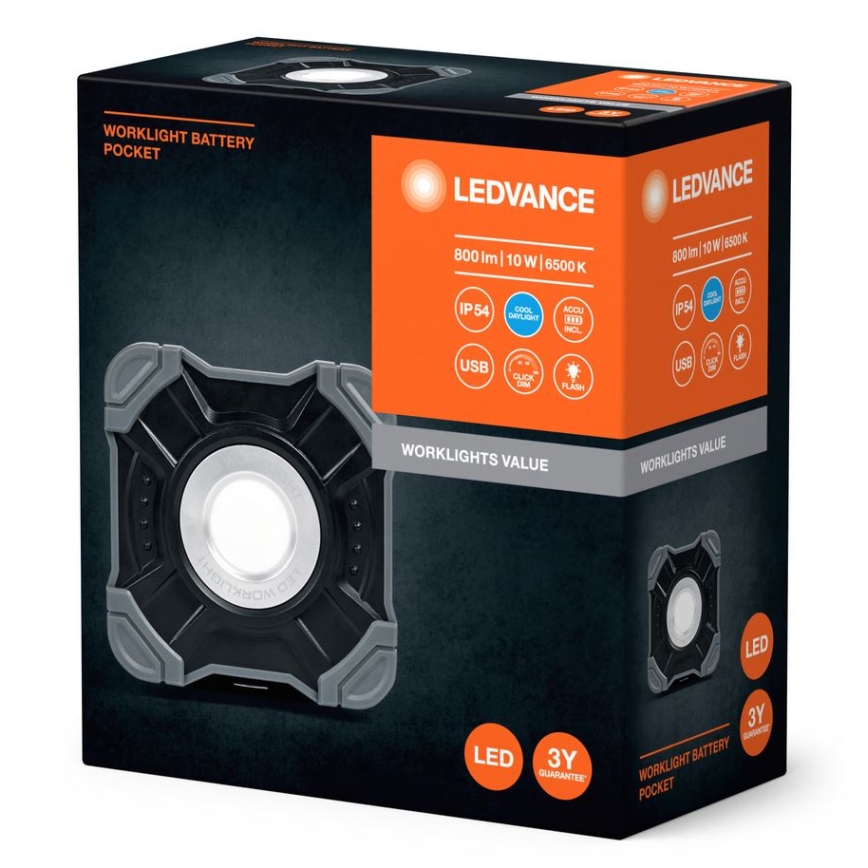 Ledvance - LED Ściemnialna lampa robocza WORKLIGHT BATTERY LED/10W/5V IP54