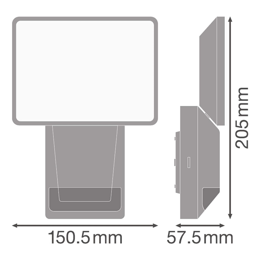 Ledvance - LED Zewnętrzny reflektor ścienny z czujnikiem FLOOD LED/15W/230V IP55