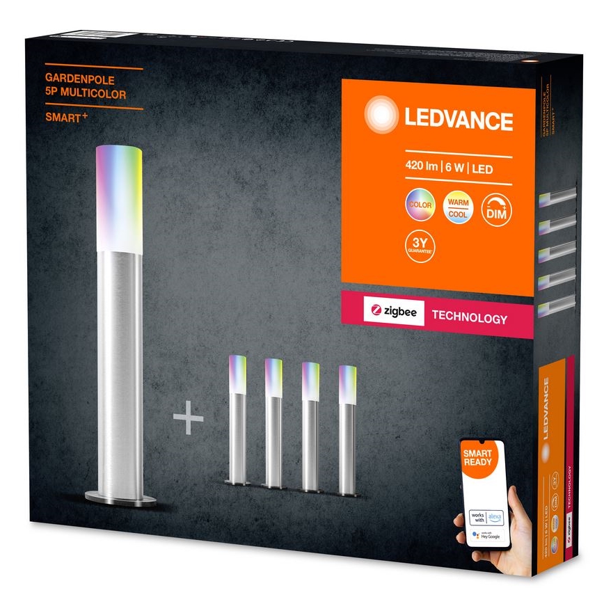 Ledvance - ZESTAW 5x LED RGBW Ściemnialna lampa zewnętrzna SMART+ GARDENPOLE LED/6W/230V IP44