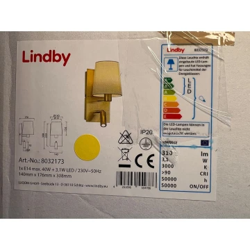 Lindby - Kinkiet AIDEN 1xE14/40W/230V + LED/3,1W/230V