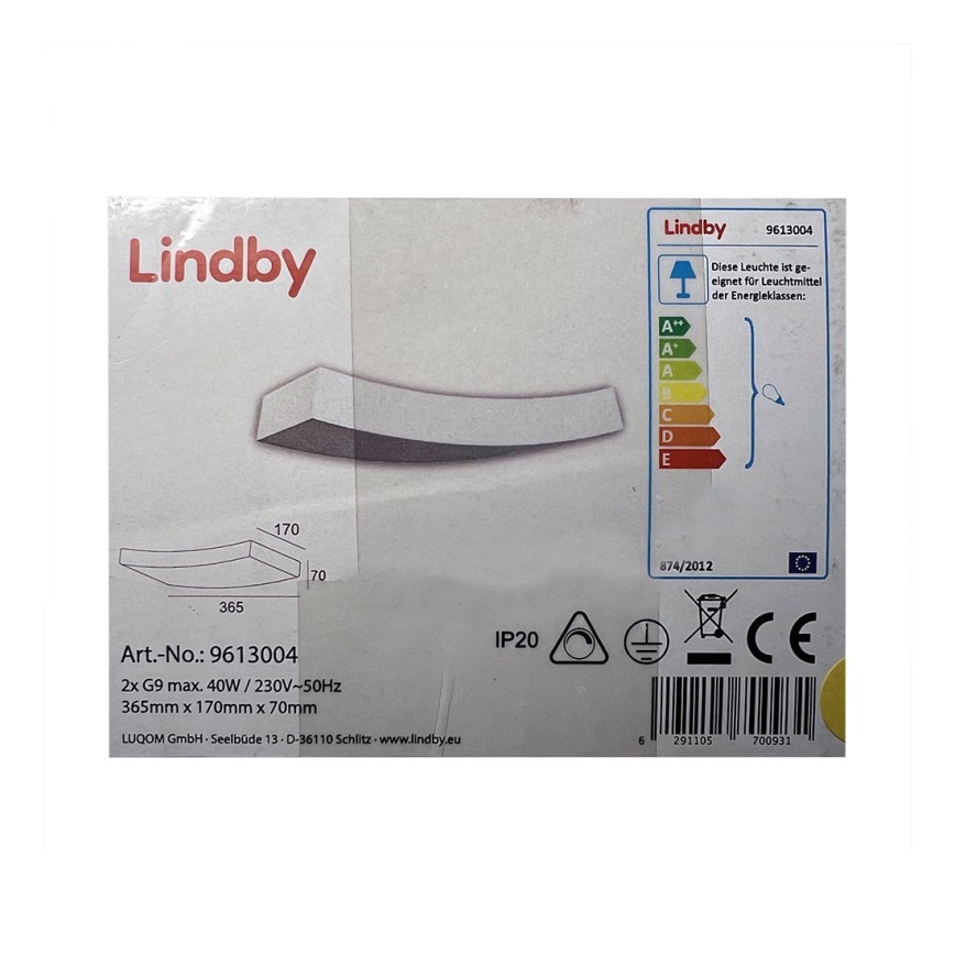 Lindby - Kinkiet LEANDER 2xG9/20W/230V