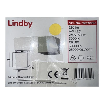 Lindby - LED Kinkiet QUASO LED/4W/230V