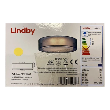 Lindby - LED Plafon ściemnialny AMON 3xLED/12W/230V