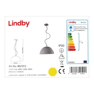 Lindby - LED RGBW Ściemnialny żyrandol na lince CAROLLE 1xE27/10W/230V Wi-Fi Tuya