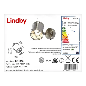 Lindby - LED Ściemnialny kinkiet EBBI 1xE14/5W/230V