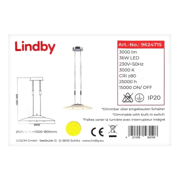 Lindby - LED Żyrandol ściemnialny na lince AMIDALA LED/36W/230V