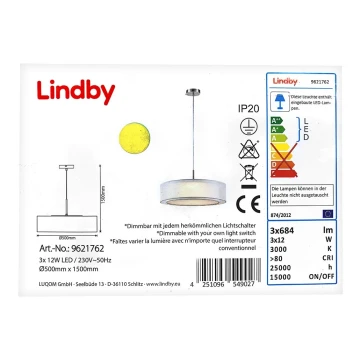 Lindby - LED Żyrandol ściemnialny na lince AMON 3xLED/12W/230V
