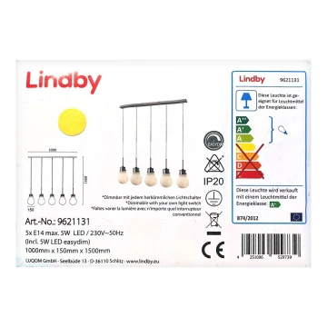 Lindby - LED Żyrandol ściemnialny na lince BADO 5xLED/5W/230V