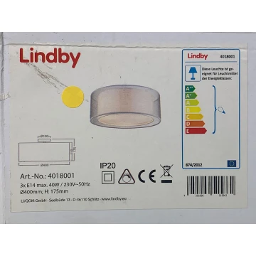 Lindby - Plafon NICA 3xE14/40W/230V