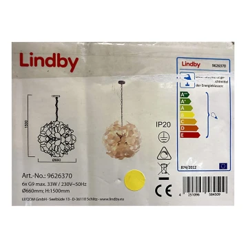 Lindby - Żyrandol na łańcuchu NUBALIKA 6xG9/33W/230V