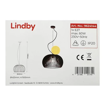 Lindby - Żyrandol na lince JURSA 1xE27/60W/230V