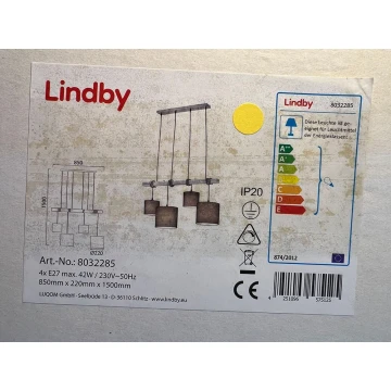 Lindby - Żyrandol na lince RUKAIA 4xE27/42W/230V